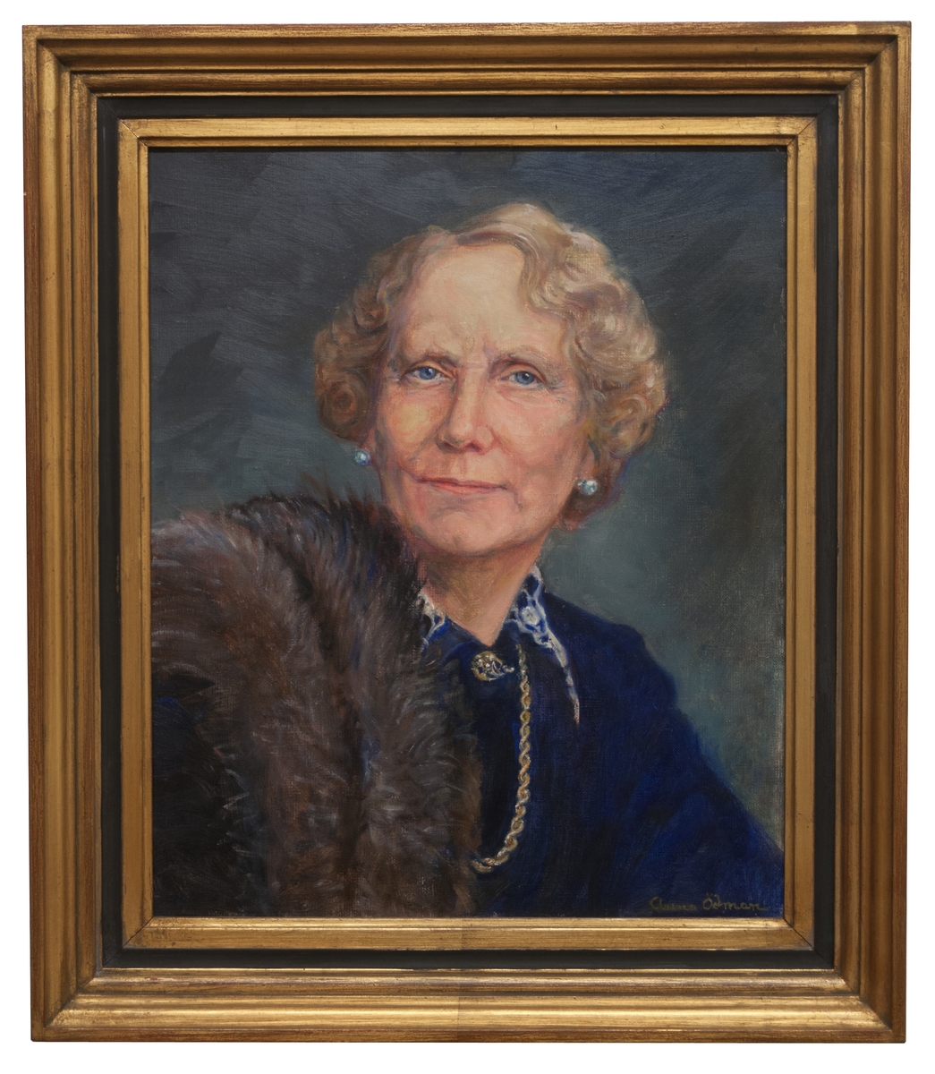 Oljemålning föreställande fru Lily Schwartz, född Flensburg. målad av Anna Ödman 1954.