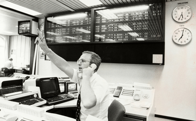 Kirkegata. Den norske Creditbank. Valutaavdelingen. Einar Olsen, valutamekler. Juli 1981.