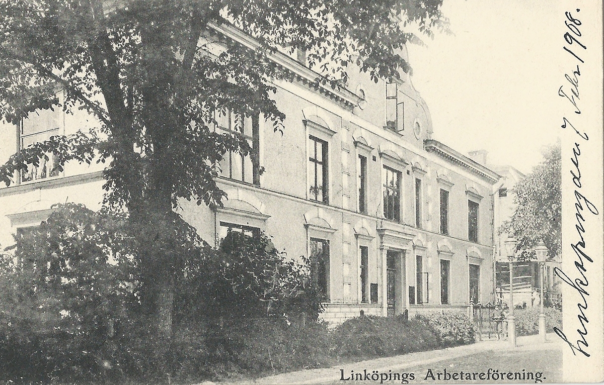 Vykort Bild från Repslagaregatan vid Arbis i Linköping
Repslagaregatan, Arbis, Arbetareföreningen, Linköpings arbetareförening,
Poststämplat 7 februari 1903
C. N:s Lj Stockholm