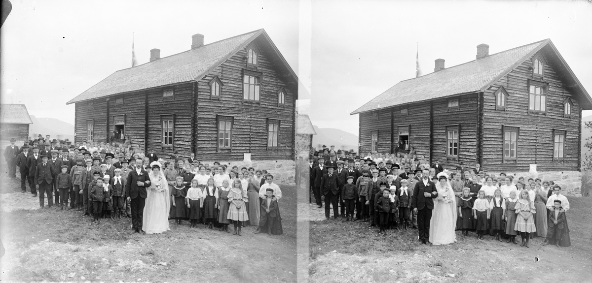 Brudebilde (stereoskopi) - Oline (født 1884) og Per (1879-1966) Eggen