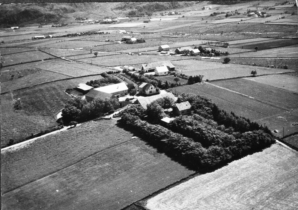 Widerøe flyfoto over Årestad i Time, gnr. 55, bnr. 6 og 24