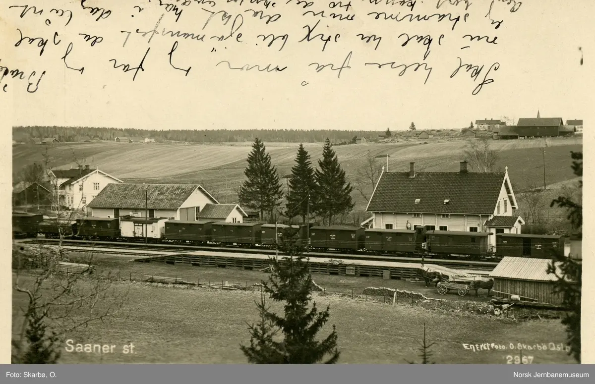 Godstog på Saaner (senere Såner) stasjon på Østfoldbanen.