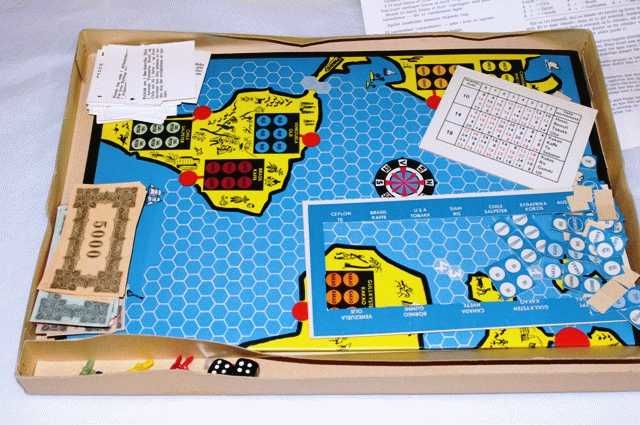 Spillet heter "Shipping", og inneholder spillbrett, forflytnigsfigurer, penger og brikker mm.