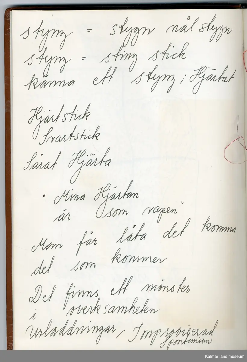 KLM 46157:612. Arbetsbok, papper, färg. Arbetsbok med urklipp, anteckningar och skisser, samt lösa brev och trycksaker.