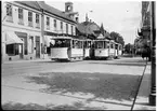 Jönköpings Spårvägar, JS spårvagn 21, JS spårvagn 2 och JS spårvagn 10 vid Hovrättstorget, Jönköping.