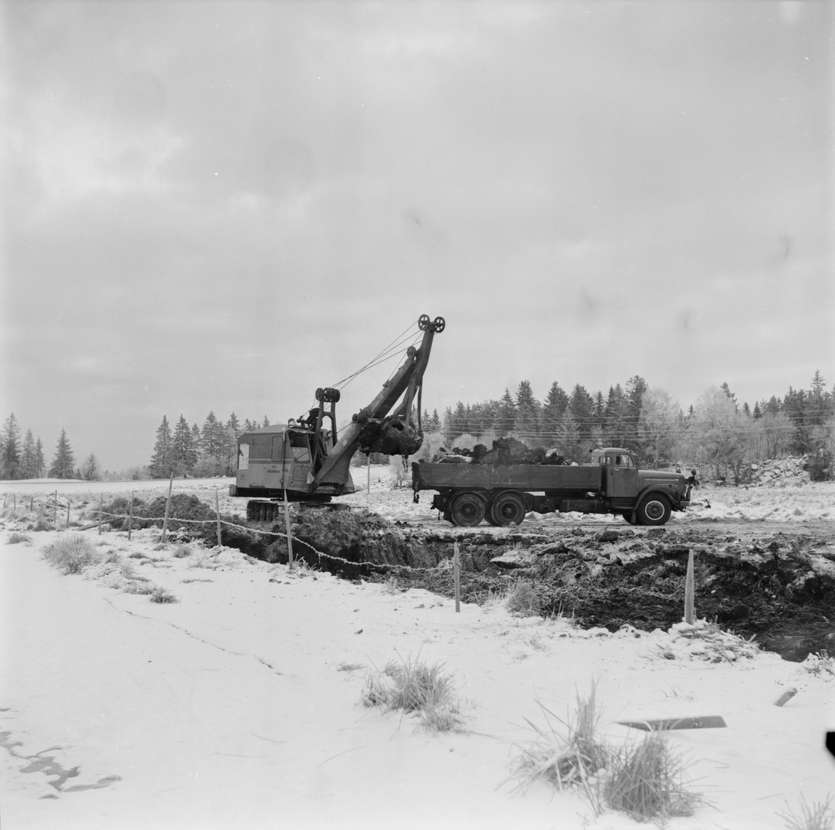 Jordbank vid Tegelsmorasjön, Tegelsmora socken, Uppland, januari 1972