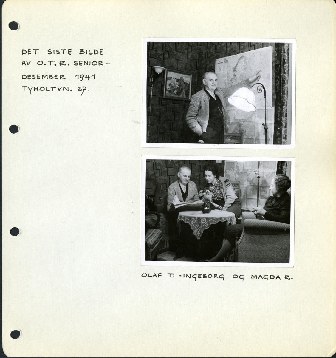 Fra familiealbum. Det siste bilde av Olaf T. Ranum senior hjemme i desember 1941.