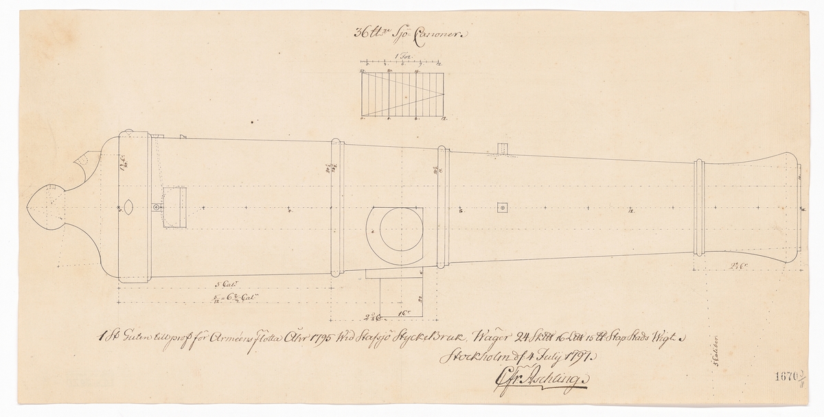 36-pundig kanon för Arméns flotta.