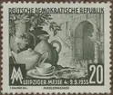 Frimärke ur Gösta Bodmans filatelistiska motivsamling, påbörjad 1950.
Frimärke från Östtyskland, 1955. Motiv av keramik. 