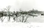 Vy mot Galärvarvet och Nordiska museet. April 1917.