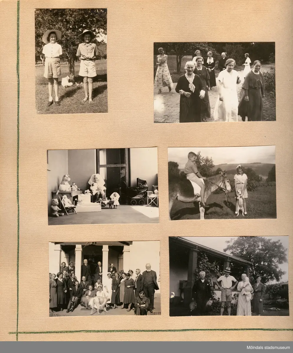 Fotografialbum som tillhört missionären Helga Andreasson.

Helga Andreasson växte upp i Mölndal och efter avslutad skolgång utbildade hon sig till sjuksköterska och diakonissa vid Bräcke diakonianstalt. År 1931 reste hon ut till Zululand i Sydafrika och arbetade där som missionär för Svenska Kyrkans Mission. I närmare 40 år kom Helga Andreasson att arbeta i Sydafrika med kyrka och mission. 

Givaren Lilly Nygren är syster till Helga Andreasson, som var äldsta systern i en barnskara av sex.
Foton, diabilder, böcker mm. efter Helga Andreasson finns förvarade i Föreningsarkivet i Mölndal.