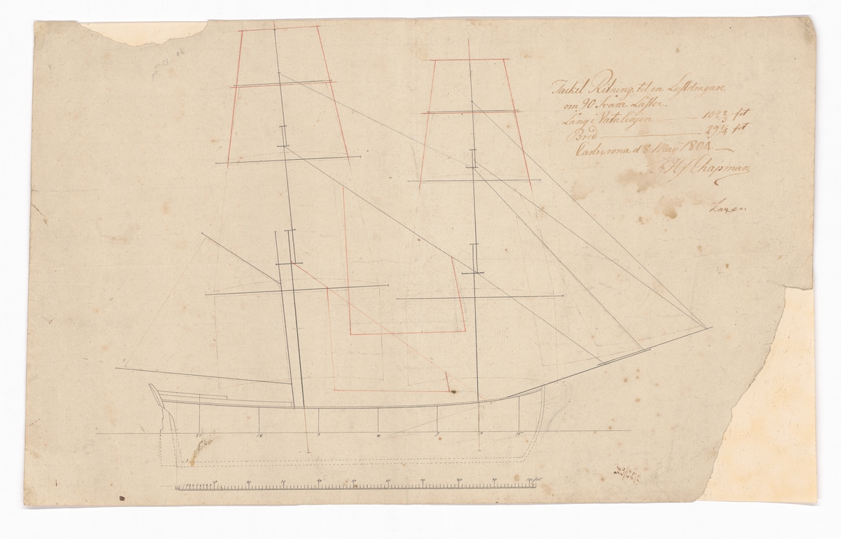 Tackelritning till lastdragaren LAXEN.