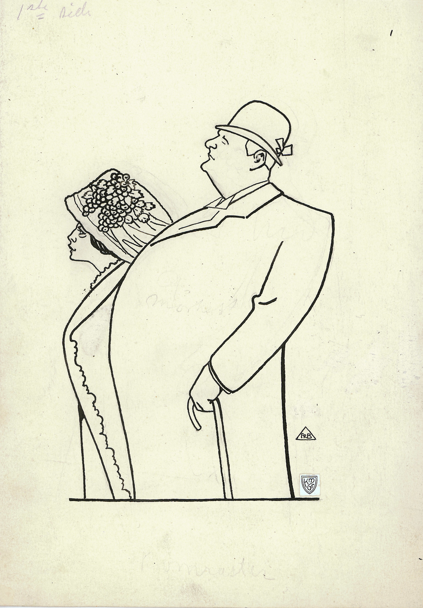 karikatur, par, knebilde