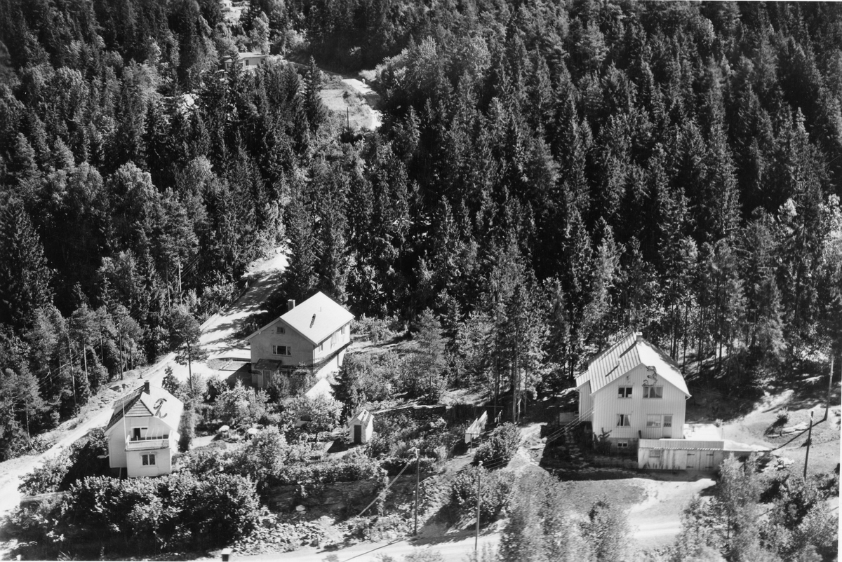 Flyfotoarkiv fra Fjellanger Widerøe AS, fra Porsgrunn Kommune. Flåttenbakken, Porsgrunn. Fotografert 08.08.1959 av J. Kruse