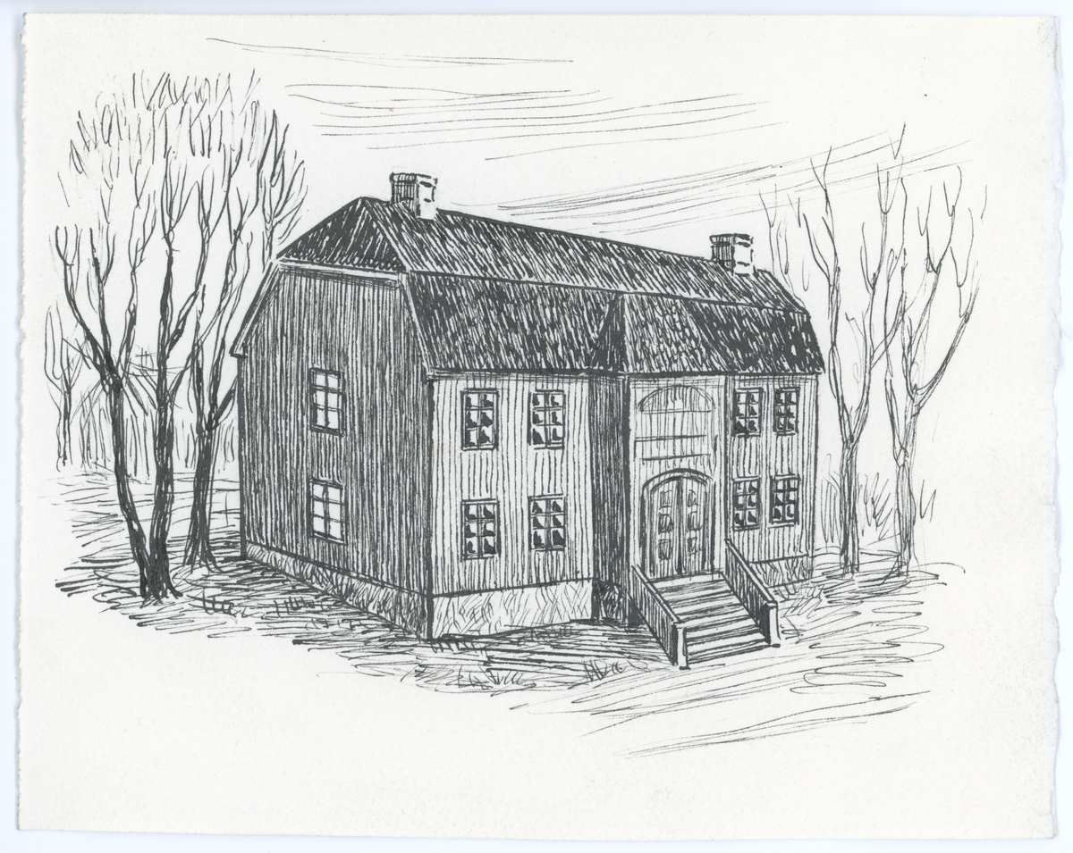 Moss gamle Rådhus.
Rådstuen brant ned i bybrannen av 1858.