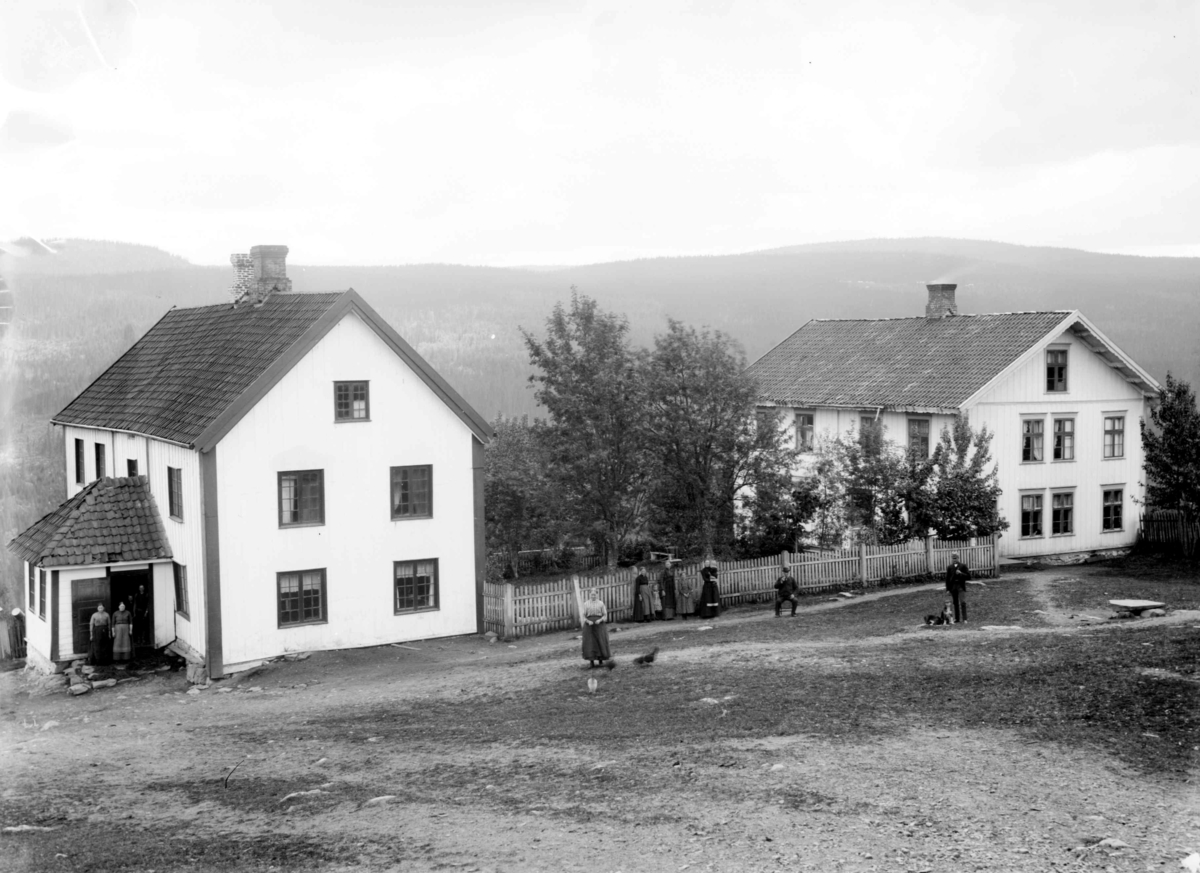 Gårdstun og mennesker. Stuve gård på Biri.