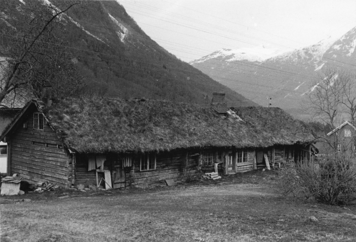 Dokumentasjonsbilder i serie av et stovehus i Øvstegara på Løset i Stordal. Denne stova er senere flyttet til tunet ved gamlekirka i Stordal.