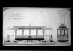 Ritning över Stockholms Nya Spårvägs Aktiebolag, SNS spårvagn 100.
