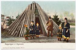 Vykort med motiv från Skansen. "Lappläger å Skansen"