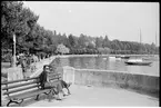 Ulla Welander vid Genèvesjön i Lausanne.