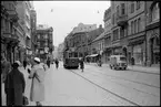 Malmö Stads Spårvägar, MSS E 21 i trafik på Södergatan linje 1 mot Rosengårdsstaden.