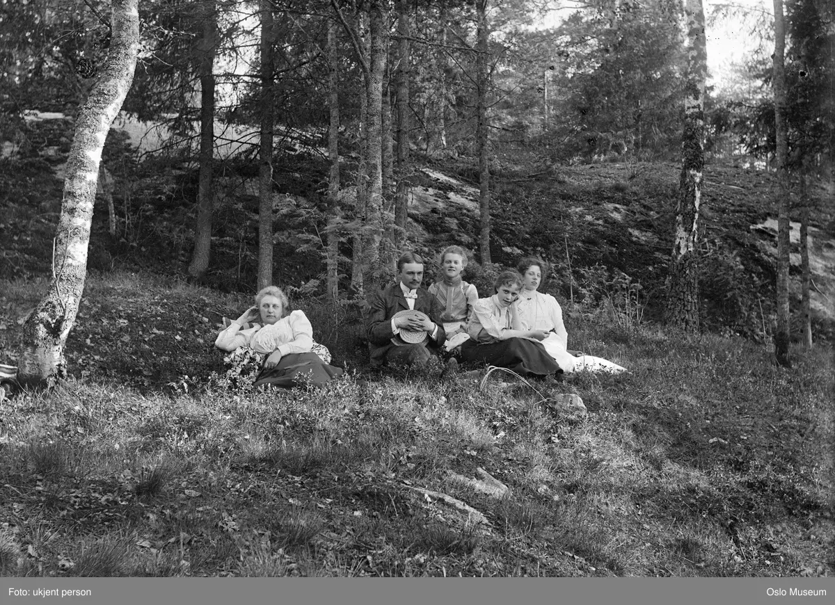 hage, gruppe, kvinner, mann