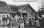 Brevkort för upplysning och minne av konst- och industriutställningen i Norrköping 1906. Kortet visar torpet Hultet som hämtats från Ingelsta och utgjorde del i ett Skansen i miniatyr där IDUN berättar inför utställningen att  