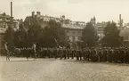 Landstormens mobilisering 1914, uppställning på Artillerigården utanför Armémuseum.