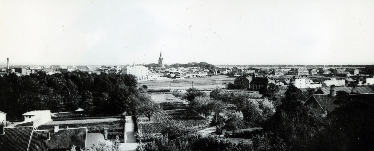 Vy av Halmstad taget från Galgberget i slutet av 1890-talet.