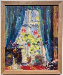 Interiør mot vindauge [Maleri]