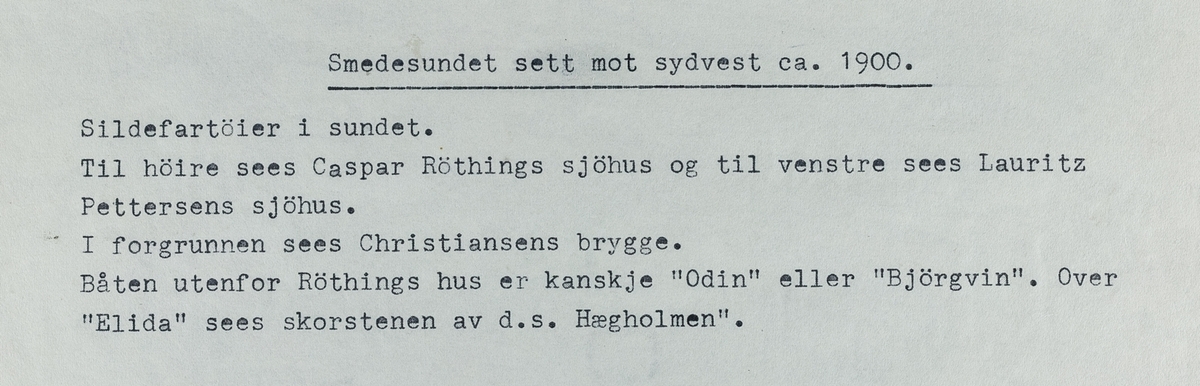 Smedasundet sett mot sydvest, ca. 1900.