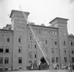 Brandövning. Stegbil framför kasern 1.