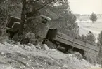 Prov med lastterrängbil 939 vid Arméns motorskola. Slutprov i Strängnäs i april 1962.