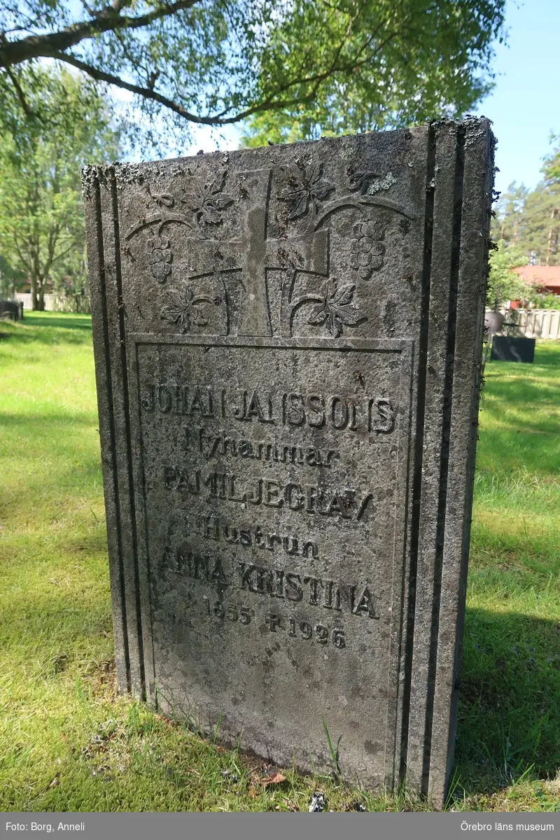 Fotoprotokoll

Acc. Nr. OLM-2019-400_1-45
Örebro läns museums diarienummer: 2016.230.125
Fotograf: Anneli Borg 
Objekt: Ramsbergs nya kyrkogård
Kommun: Lindesbergs kommun
Län: Örebro
År: 2019

Motiv: 
1-45	Ramsbergs nya kyrkogård, gravvårdar