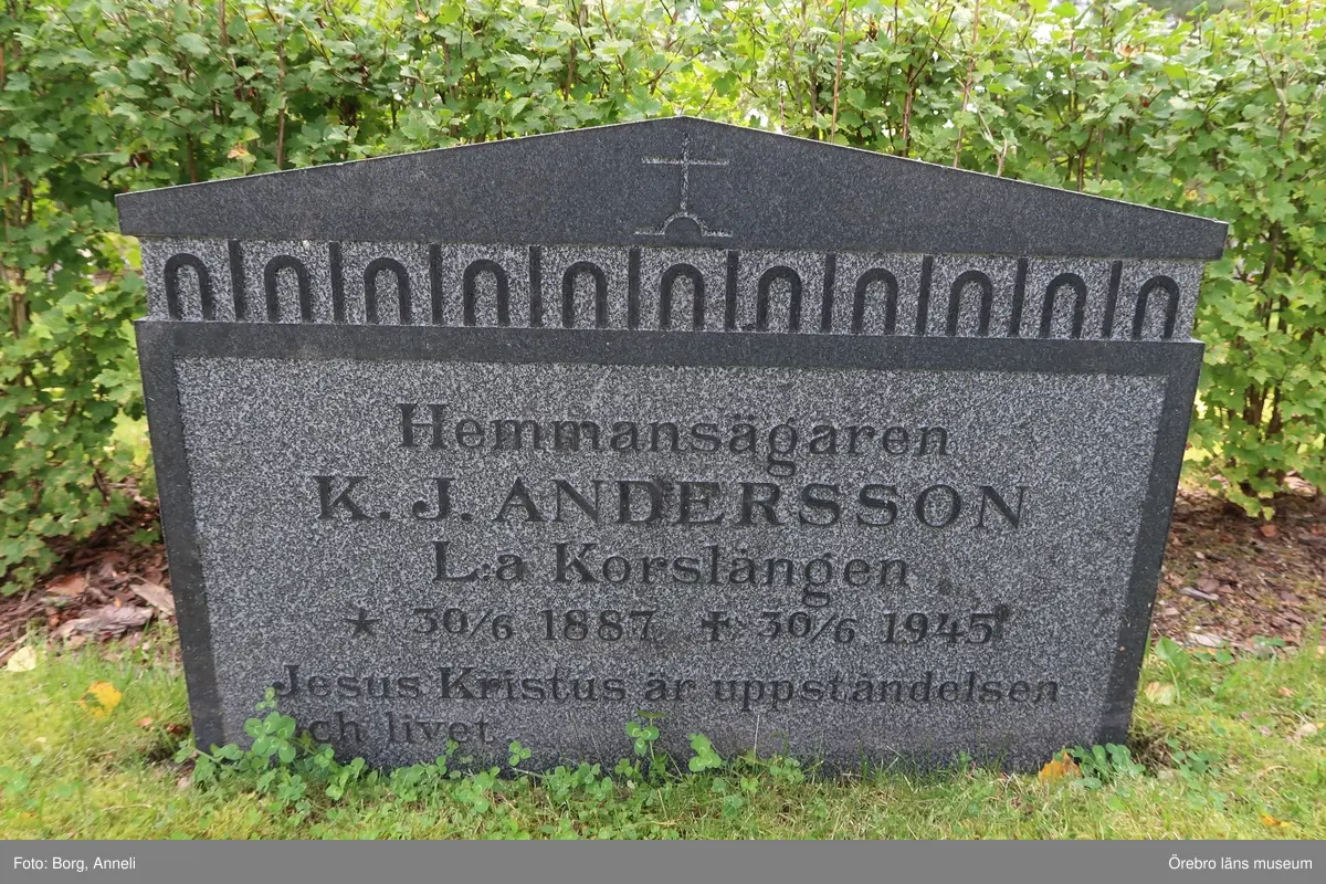 Fotoprotokoll

Acc. Nr. OLM-2019-403_1-45
Örebro läns museums diarienummer: 2016.230.125
Fotograf: Anneli Borg 
Objekt: Ramsbergs nya kyrkogård
Kommun: Lindesbergs kommun
Län: Örebro
År: 2019

Motiv: 
1-45	Ramsbergs nya kyrkogård, gravvårdar