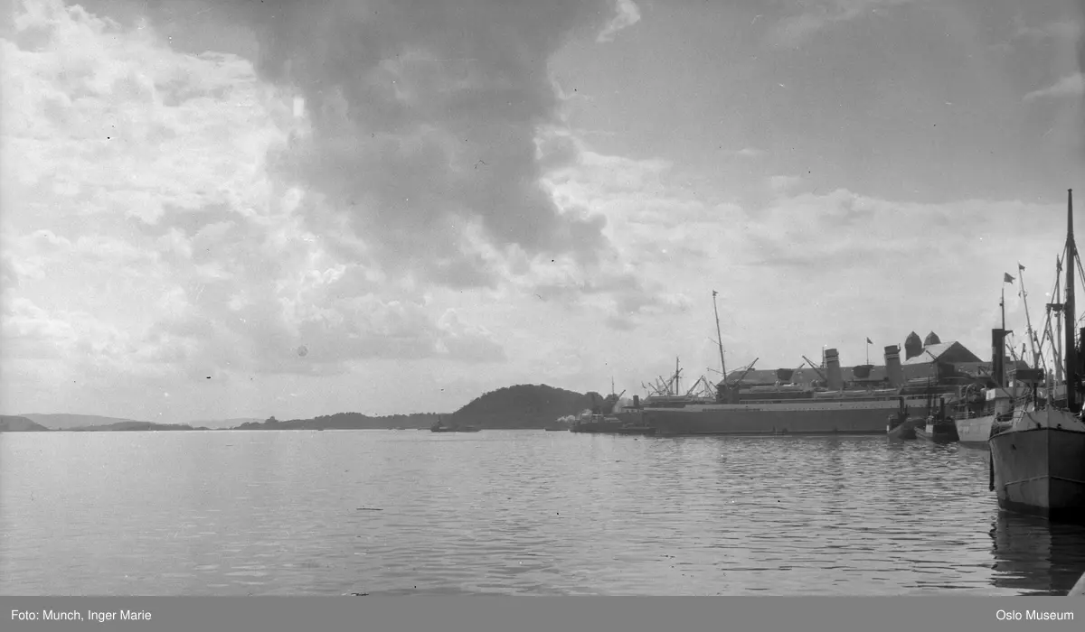 fjord, havn, dampskip, Amerikabåt