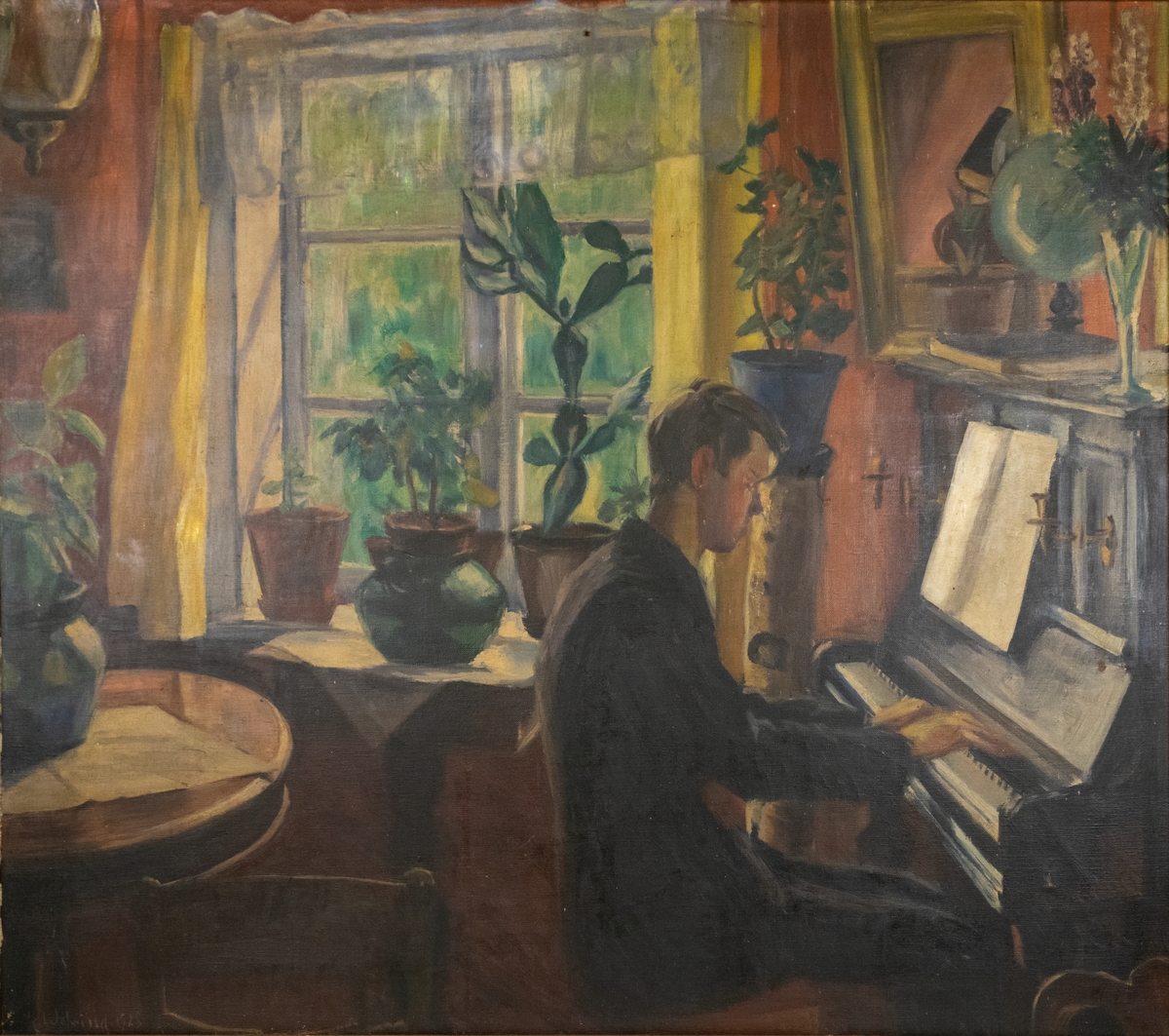Interiør fra Einabu 1925 [Oljemaleri]