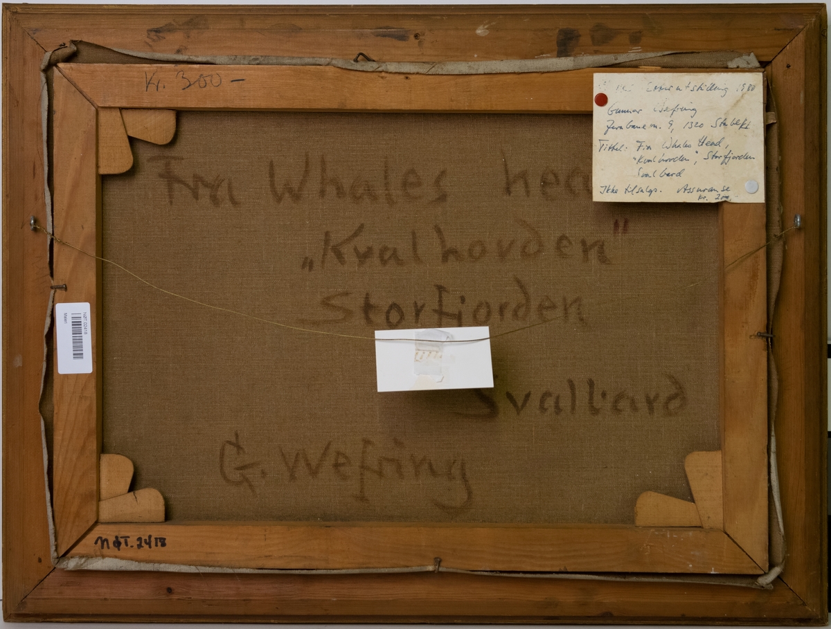 Fra Whaleshead, kvalhovden, Storfjorden, Svalbard [Oljemaleri]