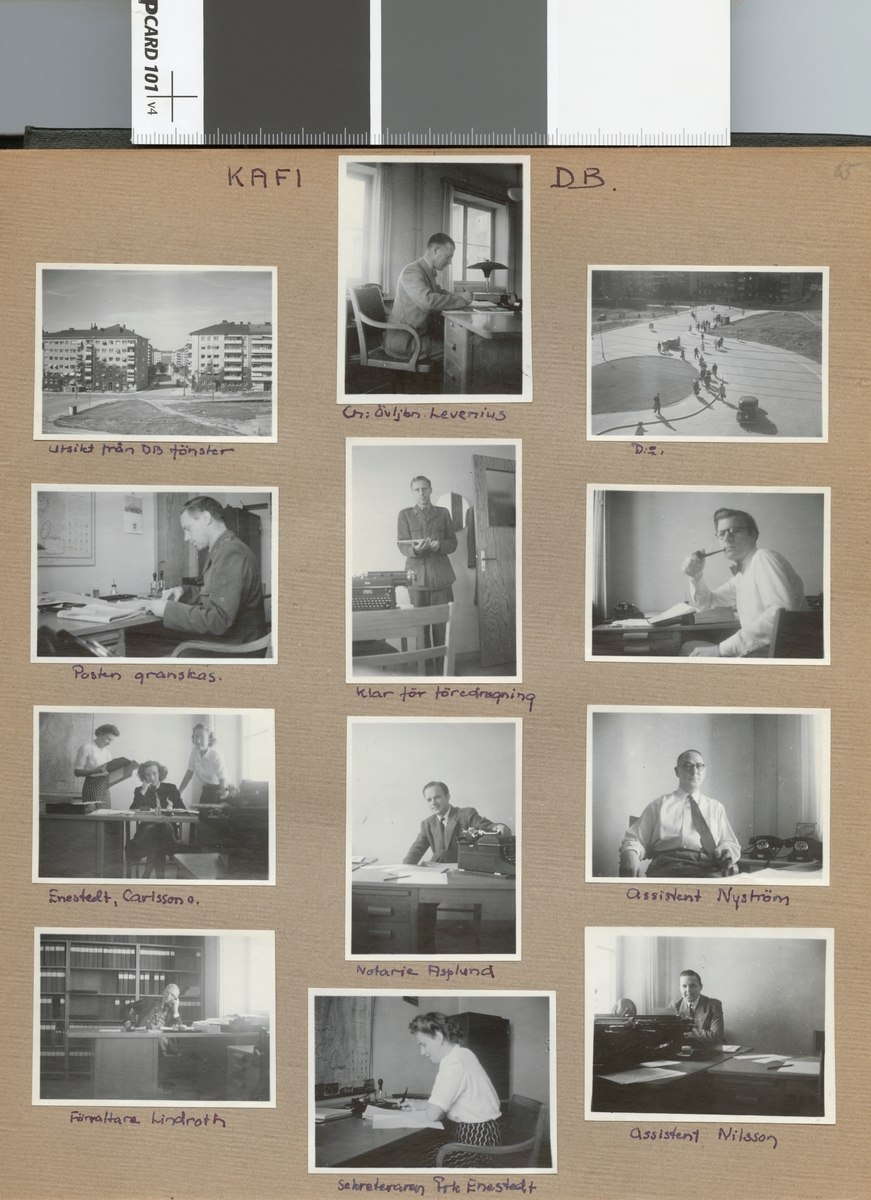 Text i fotoalbum: "KAFI DB (=Kungl. Arméförvaltningens Driftsbyrå), Enestedt, Carlsson".