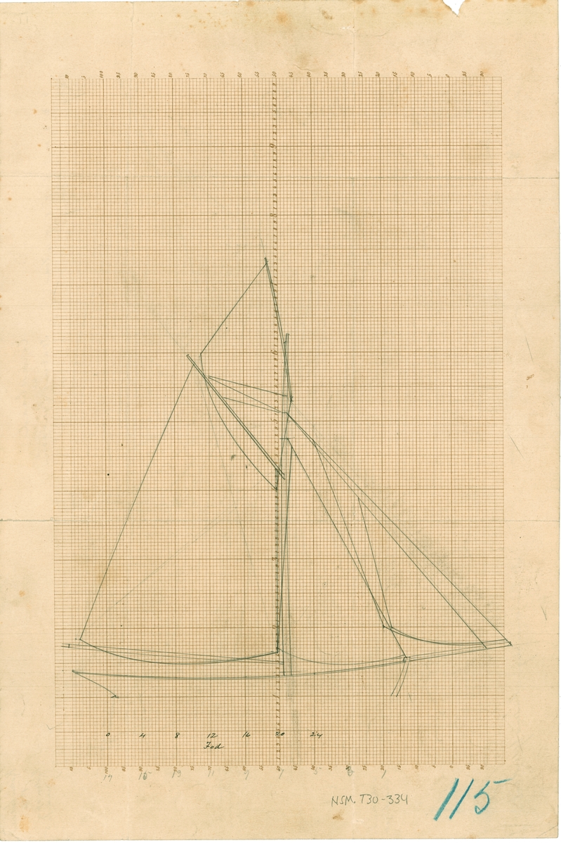 Linjetegning Kutter RØST(Båt nr. Kt.13) (Båt nr. III 115)