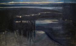 Vårkväll i strandkanten [Målning]