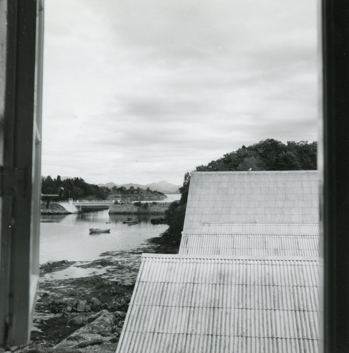 Motiv av båthallane til Sunnmøre Museum og Nørvasundet.