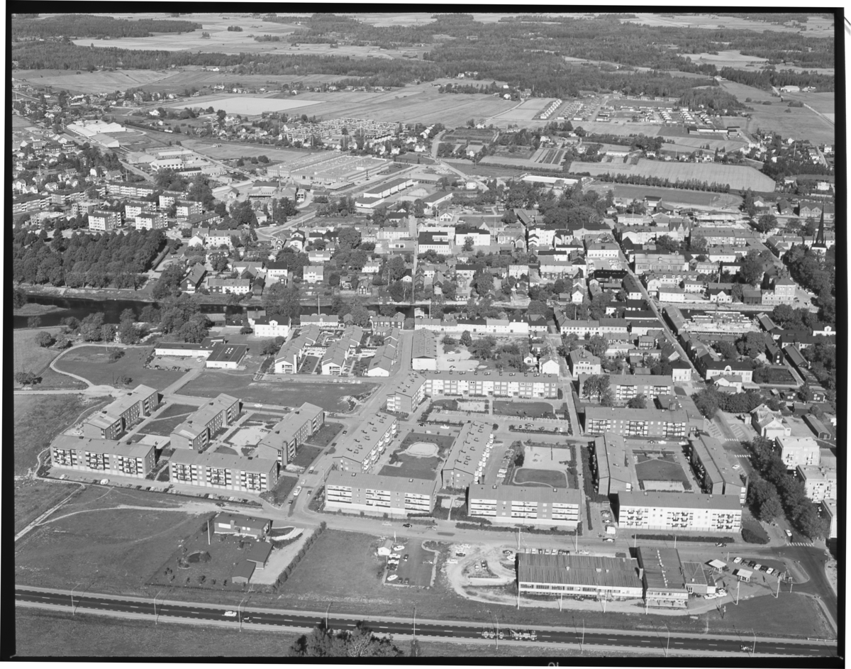 Flygfoto över centrala Arboga.