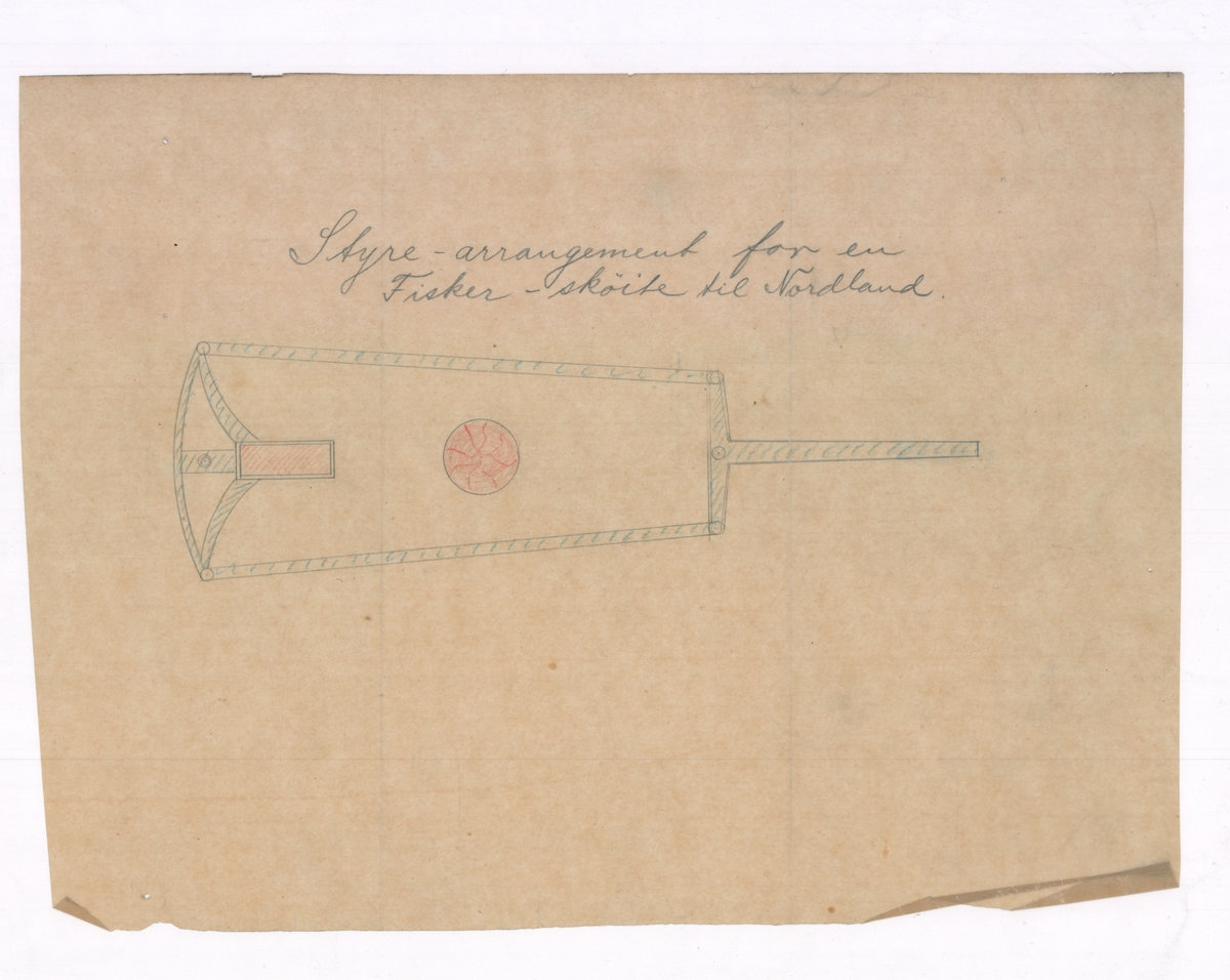 Detaljtegning til styring Fiskeskøyte   (Båt nr. III 135)