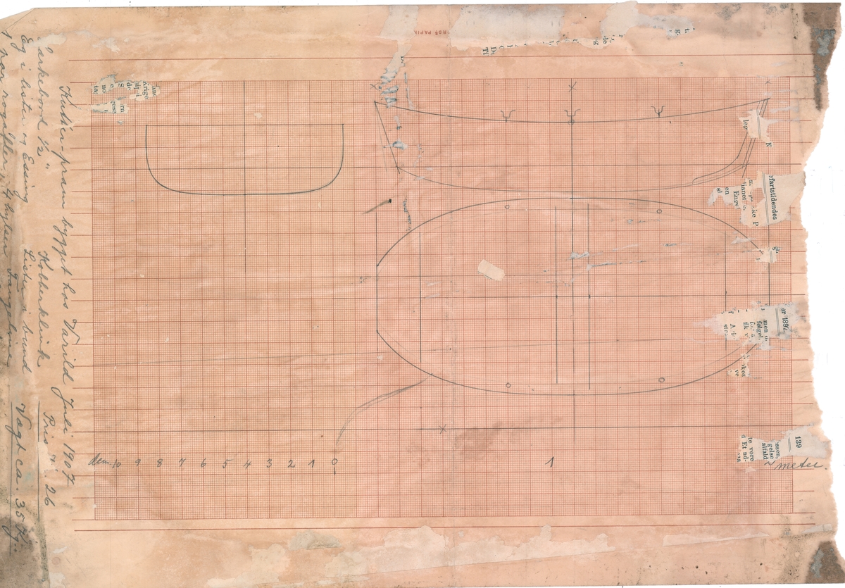 Sideriss/Plan Kutterpram  (Bakside: Arranement/Sideriss Seilkutter med senkekjøl)
