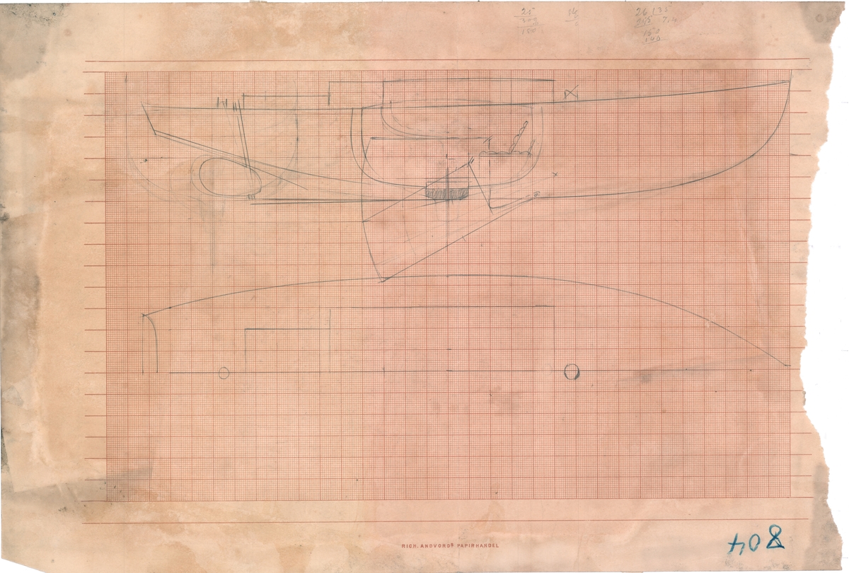 Sideriss/Plan Kutterpram  (Bakside: Arranement/Sideriss Seilkutter med senkekjøl)
