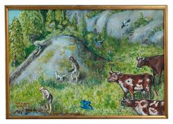 Vi vallar kor på Hisingen [Oljemålning]