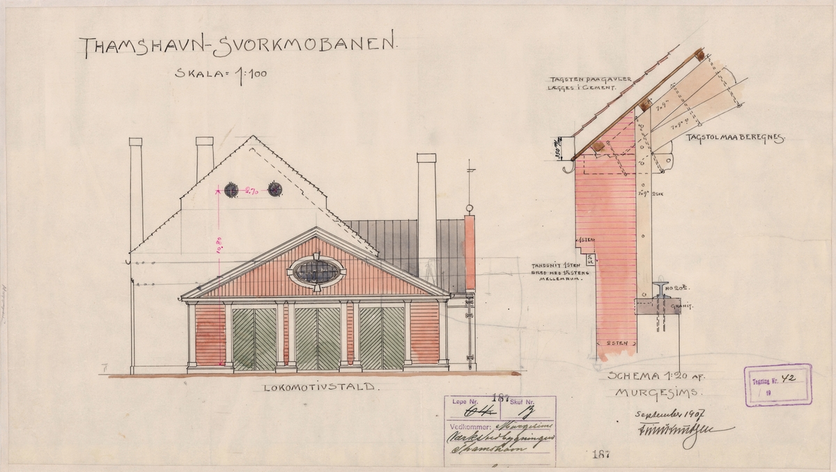 Murgesims verkstedbygningen Thamshavn [Tegning]