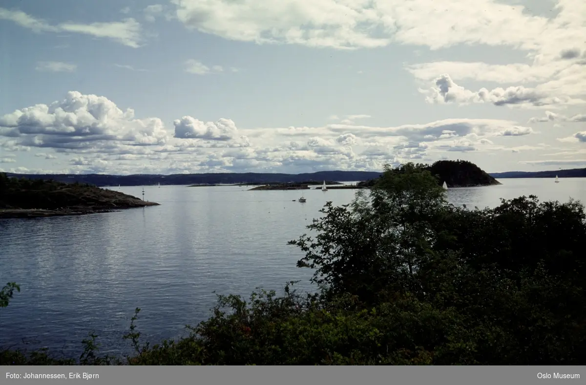 utsikt, fjord, øyer