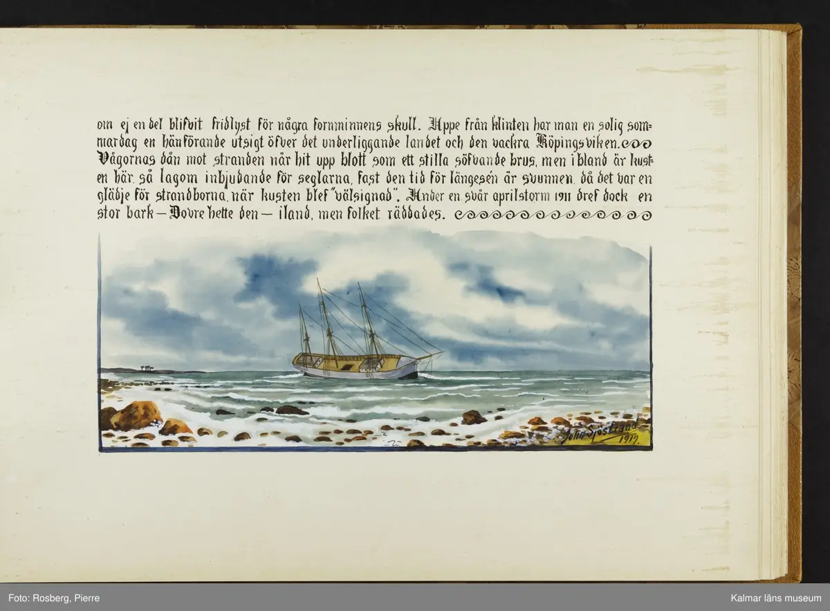 Ett stort antal motiv från Öland, kulturhistoriska platser samt landskapsmotiv.

I boken finns motiv i nämnd ordning: Ölands landskapsvapen; Borgholms slott; Alvaret; Köpings klint; Tingsflisa; barken Dovres förlisning; gravfält vid Klinta, Köping; I Repplinge; Persnäs kyrka; Rynings kors Persnäs, Långlöts kyrka; I Högsrum; Galjbacken Högsrum; Böle backe Glömminge; Kvarn vid Stora Rör; Bramstedtsgården i Strandskogen Glömminge; Öländsk västkust mellan Röhälla och Stora Rör; vägen till Möllstorps läggning; Linsänkan Glömminge; Algutsrums kyrka 1827 och 1919; Portparti vid Gråborg; Sankt Knuts kapell??; I Björnhovda bygata; vid Torslunda kyrka; Eriksöre gärden, Torslunda; Gammal stuga i Runsbäck, Torslunda; vikingagrav med vårdhållare, Skogsby, Torslunda; källare och kvarnar på landborgen ovanför Eriksöre, Torslunda; Öländskt arbetarhem Karlevi, Vickleby; Vickleby kyrka; Fröbygårda strand, Vickleby; Bondgård i Vickleby; Resmo kyrka 1920; Mysinge hög; Resmo kyrka 1826; Borgby borg; I Mörbylångadalen; Alvaret vid Bengtstorp, söder om Bårby; Bondgård vid Lenstad; Smedsgärde Gårdby s; Dröstorps ödeby; Nigelberget en höjd på alvaret s.o. om Lenstad; Tornrör och Tornrörskällan; Dröstorps mosse; Prästgropen Sandby alvar; Gård i Skarpa Alby; Bondgård i N Näsby; Augustimorgon vid Ölands östkust, Sandby socken; Segerstads gamla kyrka; Segerstads nuvarande kyrka; Kustby i Segerstads socken, Nedre Segerstad; På slagfältet vid Seby, Segerstad socken; Gammal bondgård i Övre Segerstad, Segerstad socken; I Segerstad.
